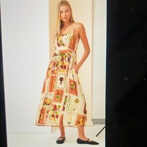 Rust Floral Patchwork Midi Dress
